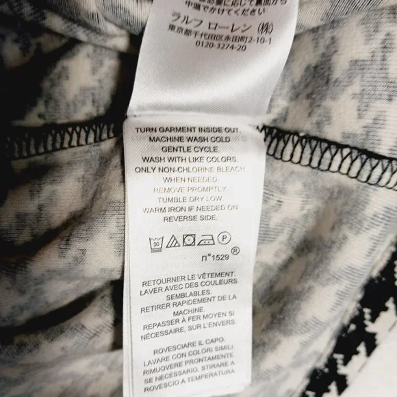 Lauren Ralph Lauren, Black & White Houndstooth Short Sleeve Cotton Top, Medium - Picture 13 of 13